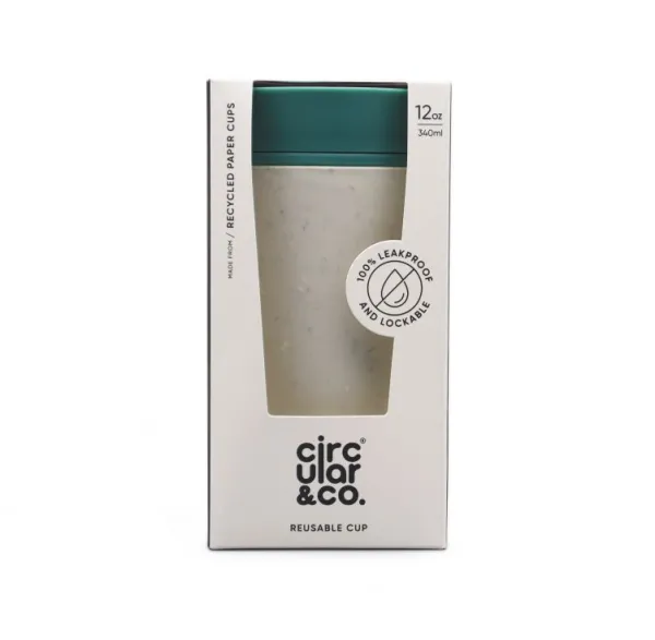 National Trust Circular & Co 12oz Chalk and Aqua Marine Green Reusable Coffee Cup New