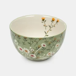 National Trust Gisela Graham Stoneware Bowl, Green Wild Daisy Clearance