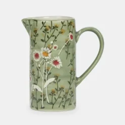 National Trust Gisela Graham Stoneware Jug, Green Wild Daisy Sale
