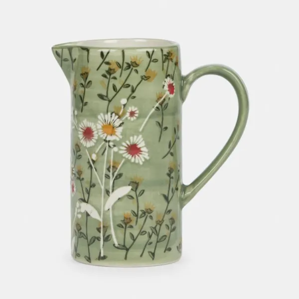 National Trust Gisela Graham Stoneware Jug, Green Wild Daisy Sale