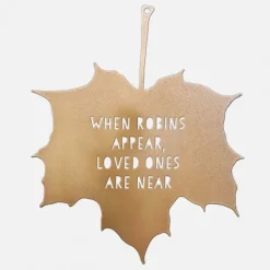 National Trust Hanging Metal Maple leaf, When Robins Appear Quote Outlet