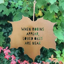 National Trust Hanging Metal Maple leaf, When Robins Appear Quote Outlet