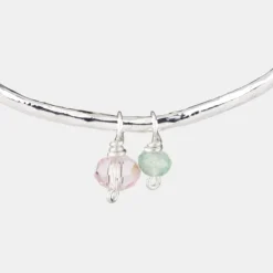 National Trust Just Trade Silver Plated Green and Rose Bead Bangle Discount