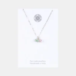 National Trust Just Trade Silver Plated Green and Rose Bead Necklace Best