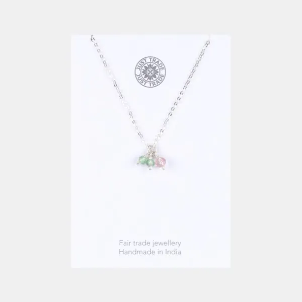 National Trust Just Trade Silver Plated Green and Rose Bead Necklace Best