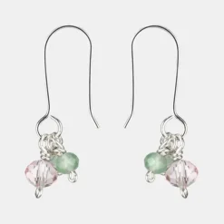 National Trust Just Trade Silver Plated Green and Rose Bead Earrings Sale