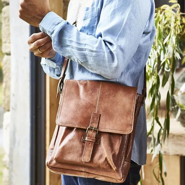 National Trust Leather Cross Body Bag, Brown Hot