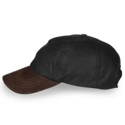 National Trust Baseball Cap Waxed with Leather Peak - Black Discount