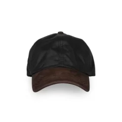 National Trust Baseball Cap Waxed with Leather Peak - Black Discount
