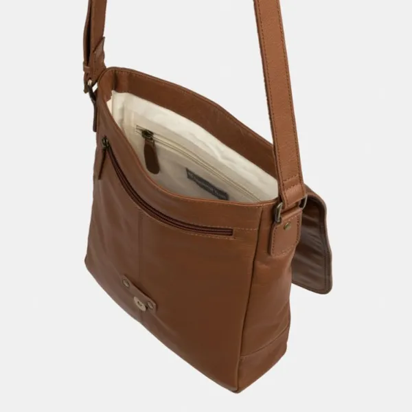 National Trust Brown Leather Cross Body Bag with Buckle Fashion