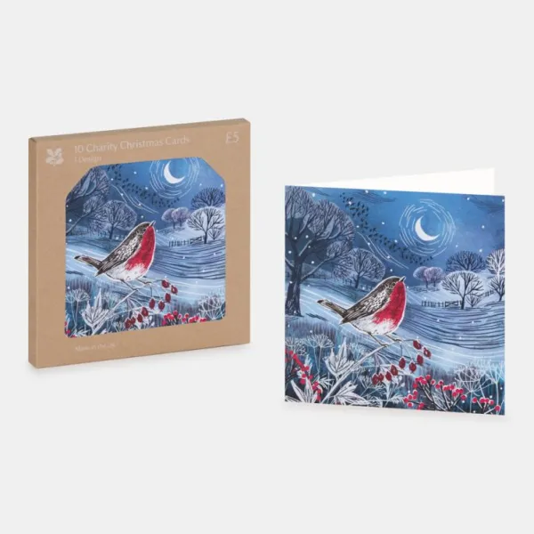 National Trust Countryside Robin Christmas Card Box of 10 Best