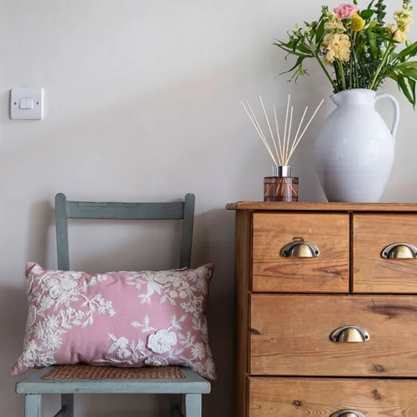 National Trust Embroidered Pink Blossom Cushion Clearance