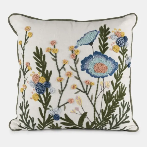 National Trust Embroidered Floral Square Cushion Sale