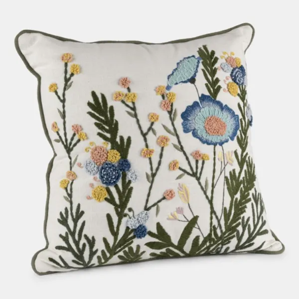 National Trust Embroidered Floral Square Cushion Sale