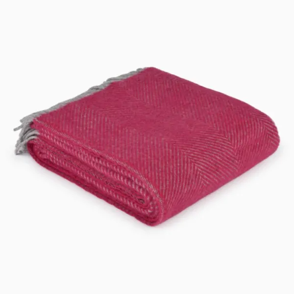 National Trust Fishbone Throw, Fuchsia Online