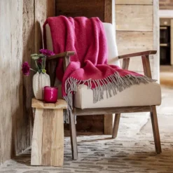 National Trust Fishbone Throw, Fuchsia Online