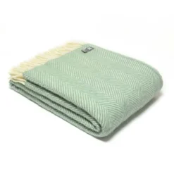 National Trust Fishbone Wool Throw, Seafoam Green Hot
