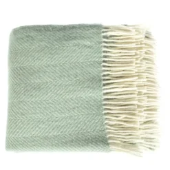 National Trust Fishbone Wool Throw, Seafoam Green Hot