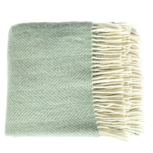 National Trust Fishbone Wool Throw, Seafoam Green Hot