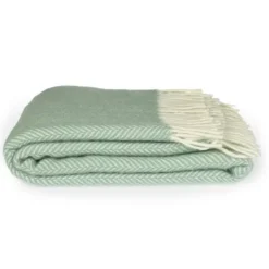 National Trust Fishbone Wool Throw, Seafoam Green Hot