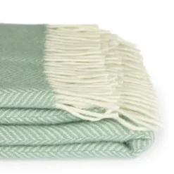 National Trust Fishbone Wool Throw, Seafoam Green Hot