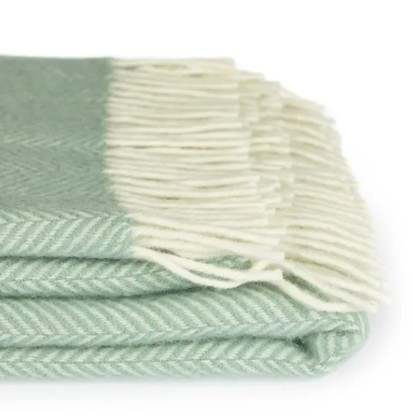 National Trust Fishbone Wool Throw, Seafoam Green Hot