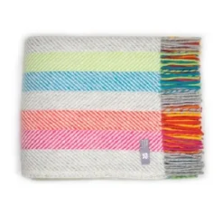 National Trust Fishbone Woollen Throw, Multicolour New