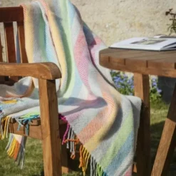 National Trust Fishbone Woollen Throw, Multicolour New