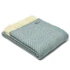 National Trust Herringbone Wool Throw, Petrol Blue Sale