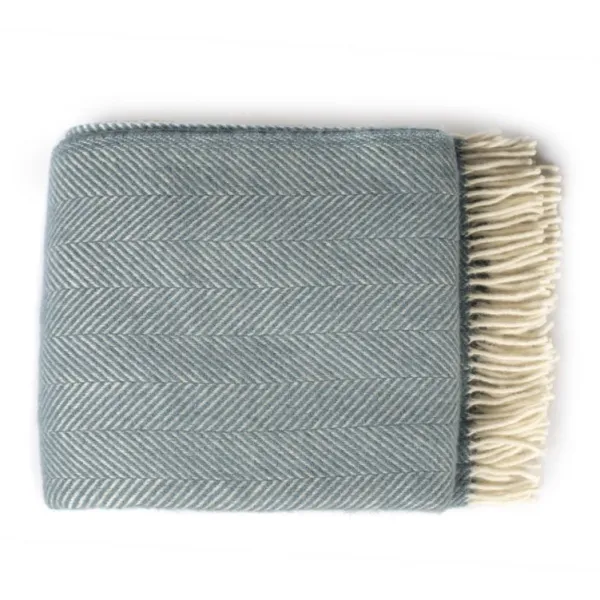 National Trust Herringbone Wool Throw, Petrol Blue Sale