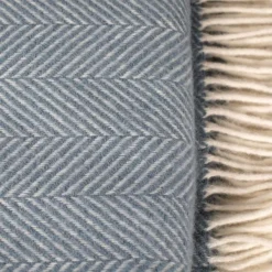 National Trust Herringbone Wool Throw, Petrol Blue Sale