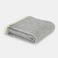 National Trust Illusion Wool Throw, Grey Sale