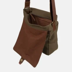 National Trust Khaki Canvas Messenger Bag Online