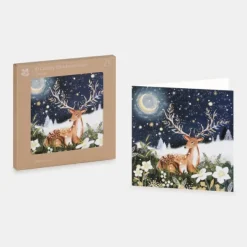 National Trust Moonlit Deer Christmas Cards Box of 10 Hot