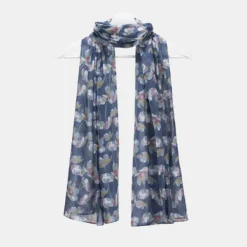National Trust Peony Bloom Navy Organic Cotton Scarf Hot