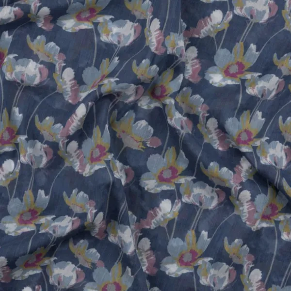 National Trust Peony Bloom Navy Organic Cotton Scarf Hot