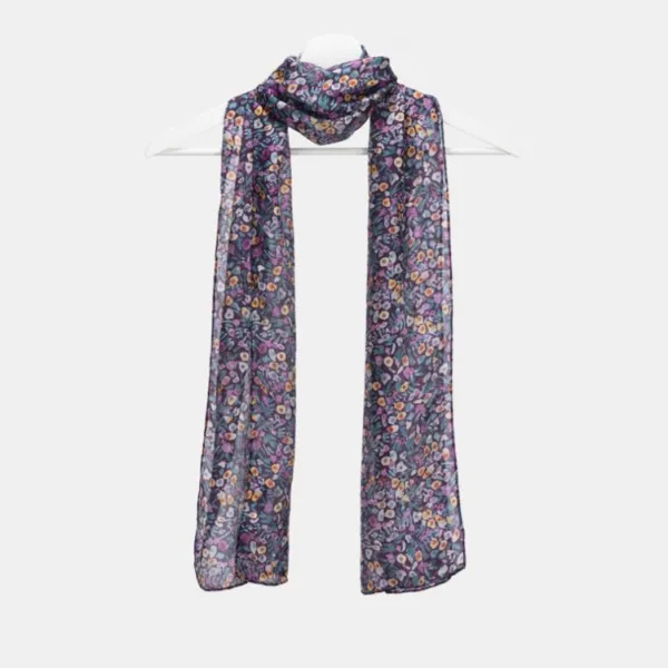 National Trust Quarry Bank Ditsy Floral Purple Silk Scarf Clearance