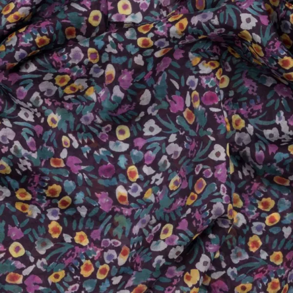 National Trust Quarry Bank Ditsy Floral Purple Silk Scarf Clearance