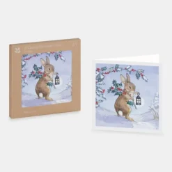 National Trust Rabbit and Lantern Christmas Card Box of 10 Clearance