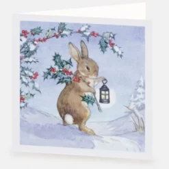 National Trust Rabbit and Lantern Christmas Card Box of 10 Clearance