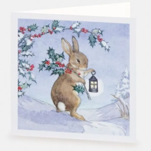 National Trust Rabbit and Lantern Christmas Card Box of 10 Clearance