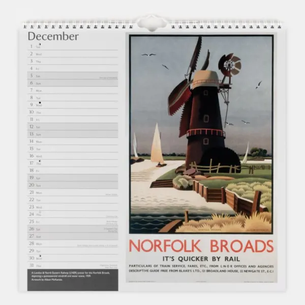 National Trust Railway Poster Art Calendar 2026 Discount