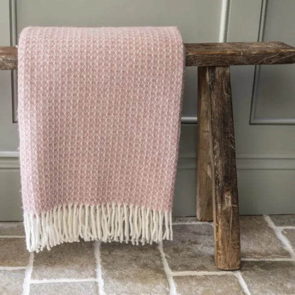 National Trust Riverweave Dusky Pink Throw New