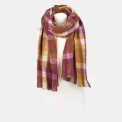 National Trust Rust, Ochre and Pink Light Woven Small Check Scarf New