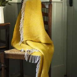 National Trust Twill Wool Throw, Yellow Online