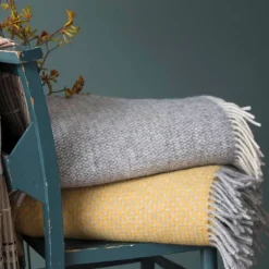 National Trust Twill Wool Throw, Yellow Online