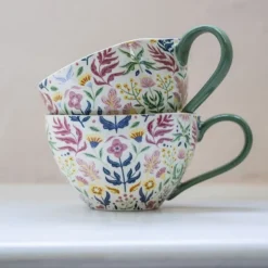 National Trust Ornate Floral Mug, Green New