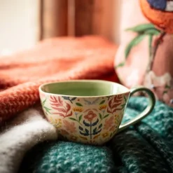 National Trust Ornate Floral Mug, Green New