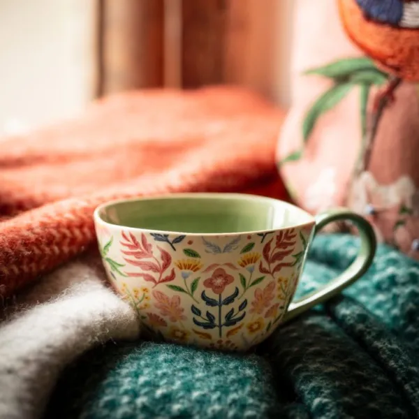 National Trust Ornate Floral Mug, Green New