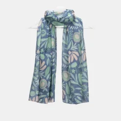 National Trust Peace Of Mind Teal and Blue Meadow Organic Cotton Scarf Clearance